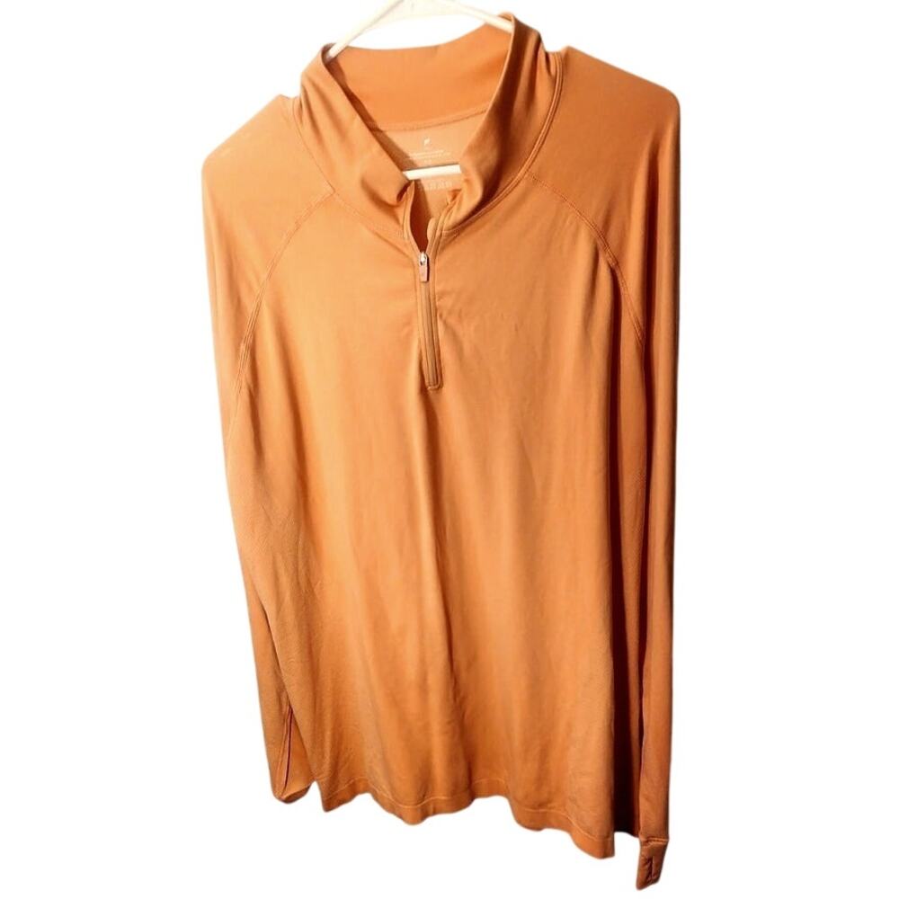 Fila Mens 2XL Peach Orange Long Sleeve Henley Shirt Athletic Top